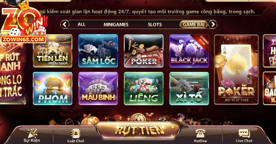 Game bài Zowin mang đến cảm giác sòng bạc đẳng cấp ngoài đời