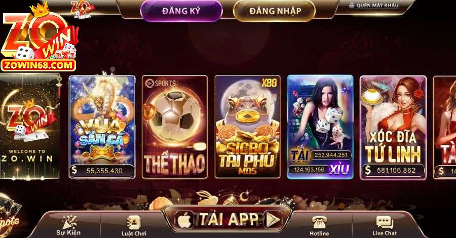 Tải app Zowin trải nghiệm kho game cá cược đỉnh cao trong tích tắc