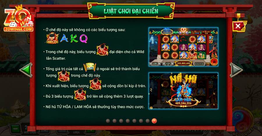 Luật chơi Đại Chiến đơn giản là khi xuất hiện các biểu tượng