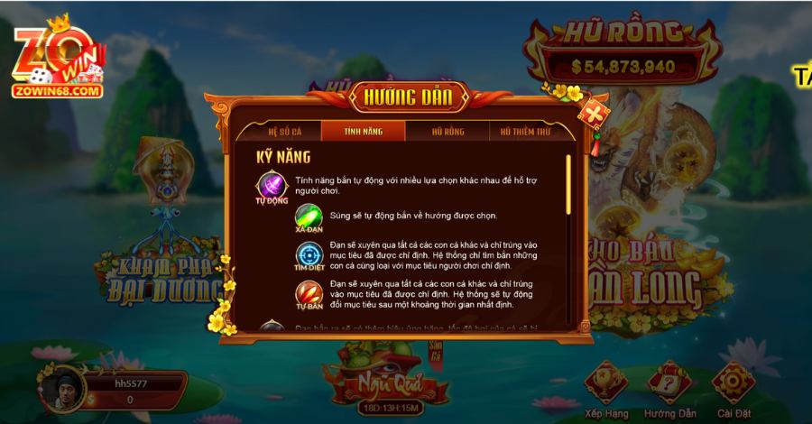 Chế độ tự động trong game Vua Săn Cá có nhiều tính năng khác nhau